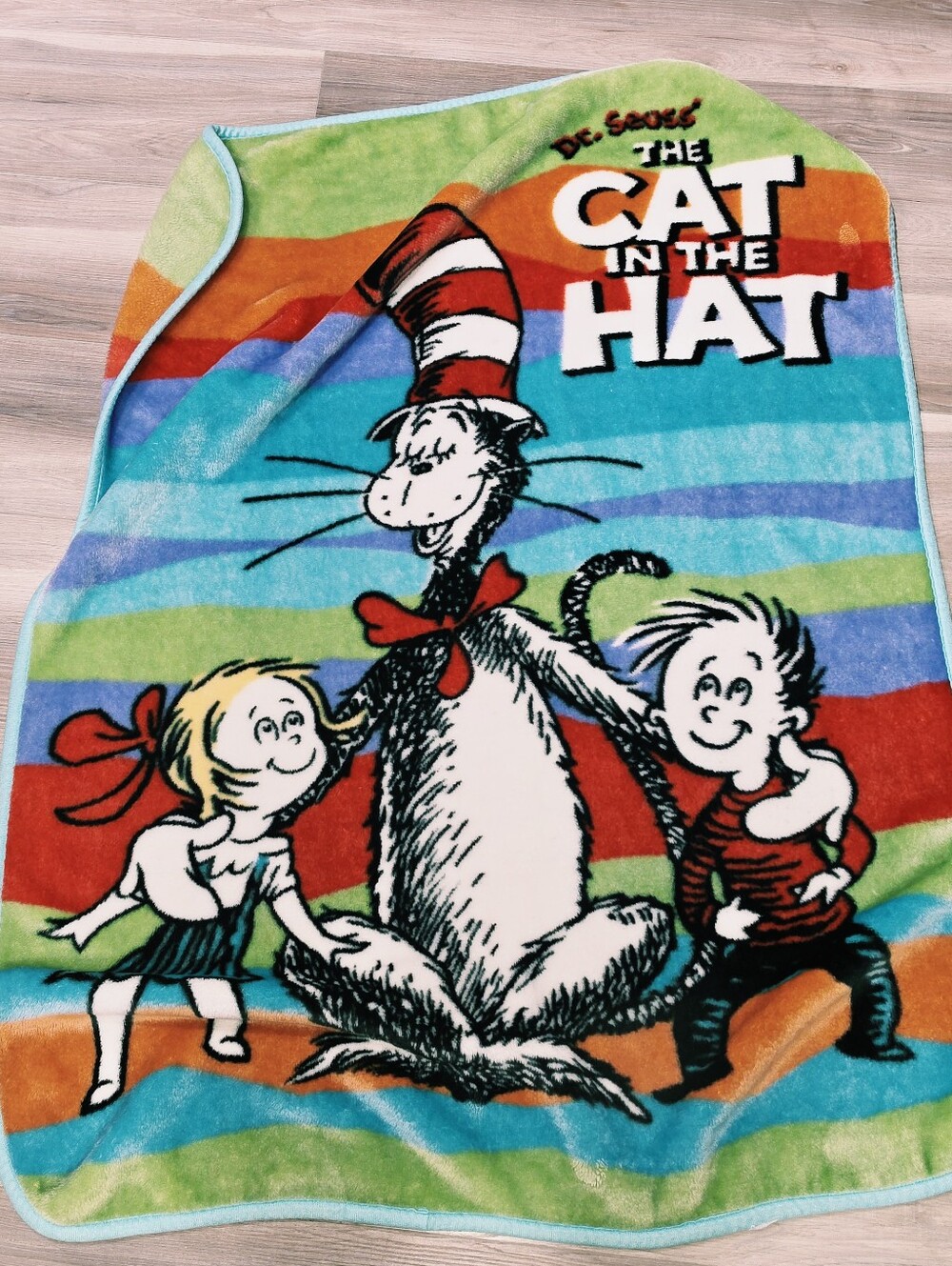 Dr. Seuss Cat in the Hat Blanket Throw 2003 Official Movie Merchandise Plush VTG